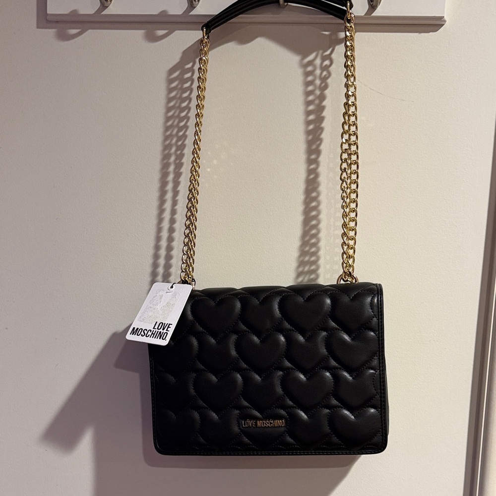 Love Moschino Black Heart Pattern Shoulder Bag
